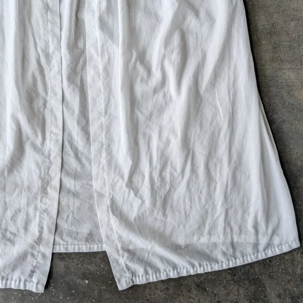 Vintage 80s Maternity Robe White Lace Ruffle Open Front Loungewear medium